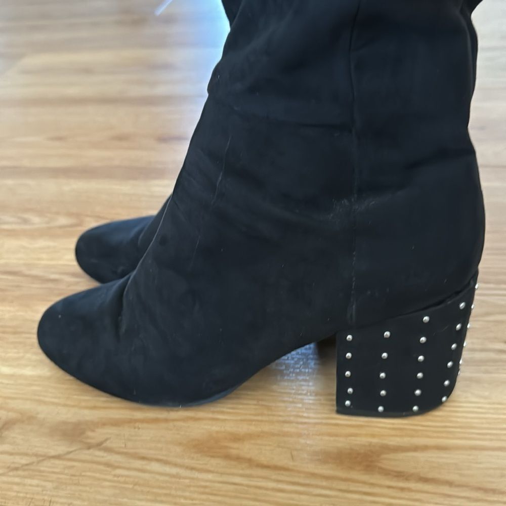 Black Suede Knee-High Boots - Picture 7 of 11